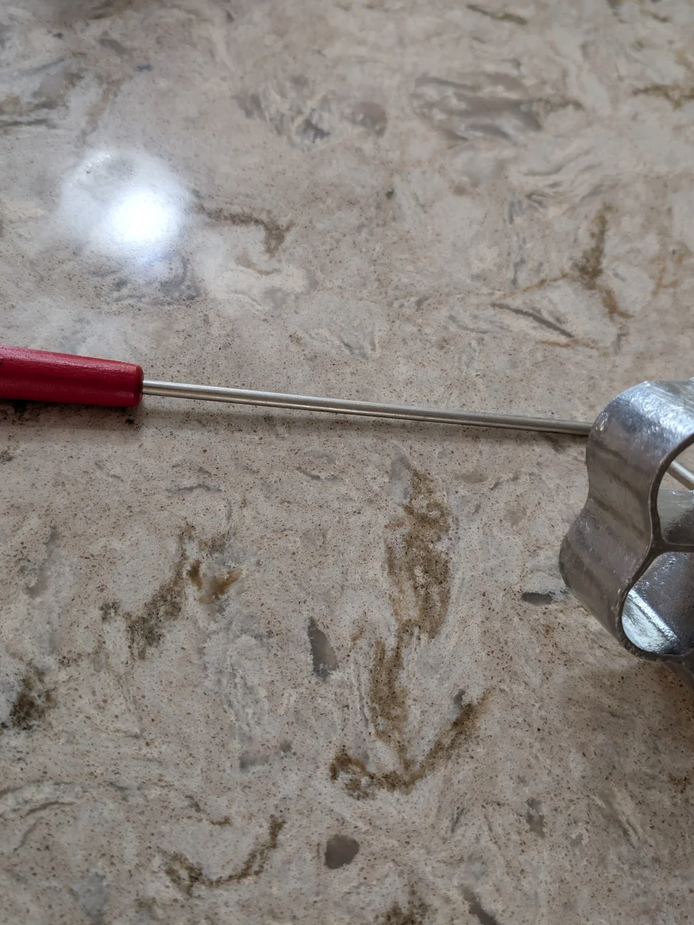 Vintage Metal Rosette Iron with Red Handle